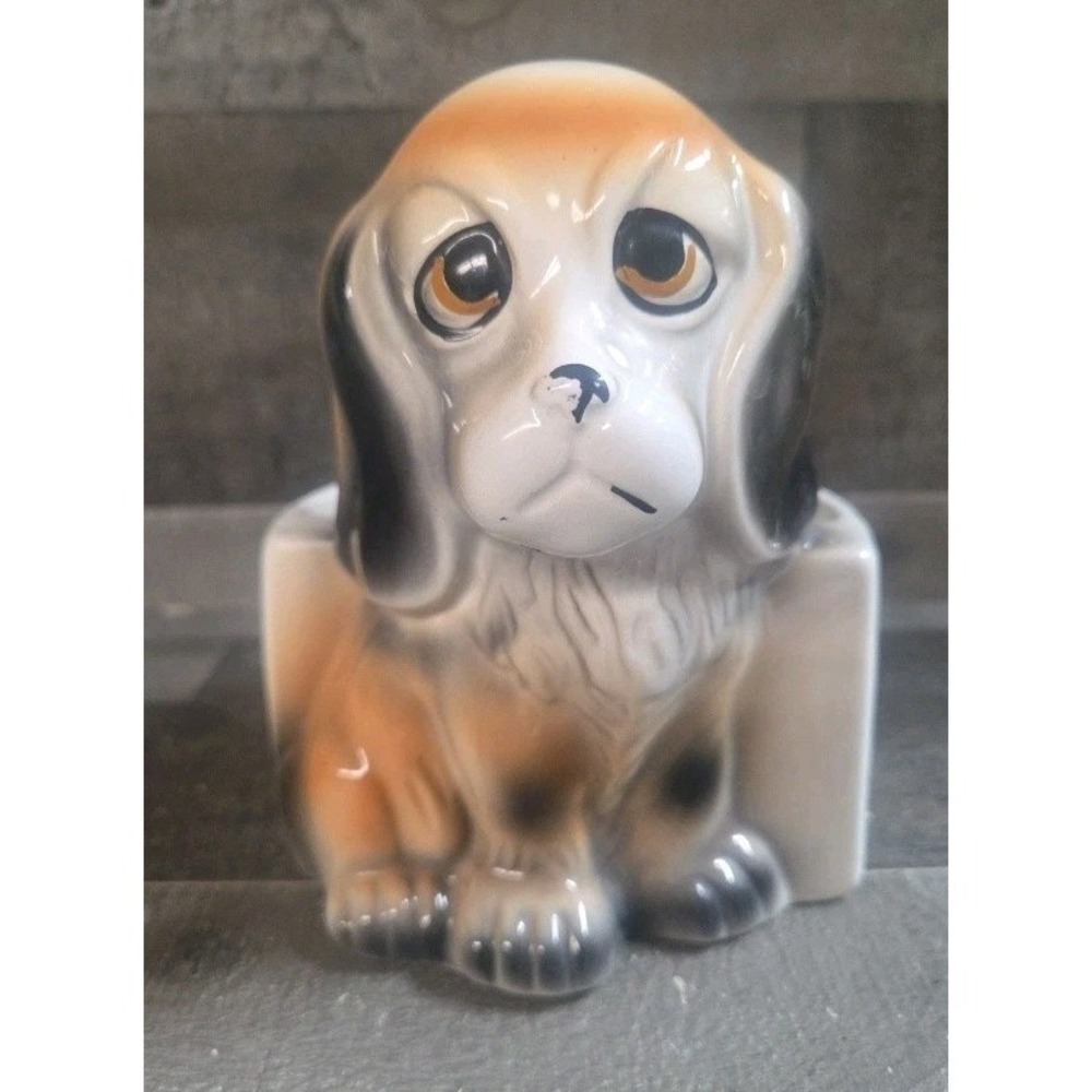 Vintage Ceremic Pouting Cocker Spaniel  Puppy Planter 6"H